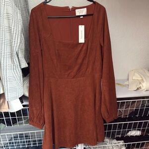 Madewell Rust Long-Sleeve Dress